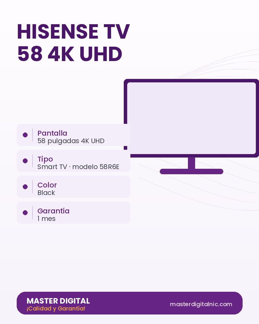 Hisense TV 58" 4K UHD Smart 58R6E